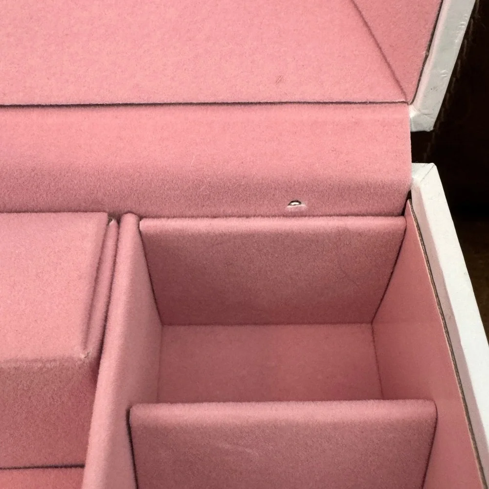 Ballerina Musical Jewelry Box White Pink Floral Vintage Style with Drawer Mirror